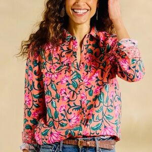 New! Willow Linen Floral Shirt Sundance Retail $128.